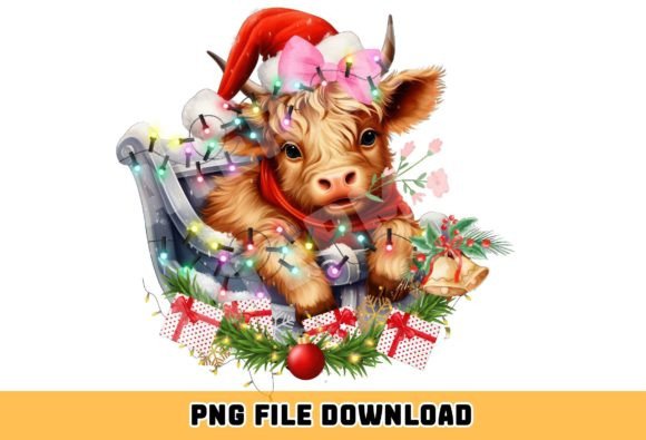 Baby Highland Cow Png Sublimation Png